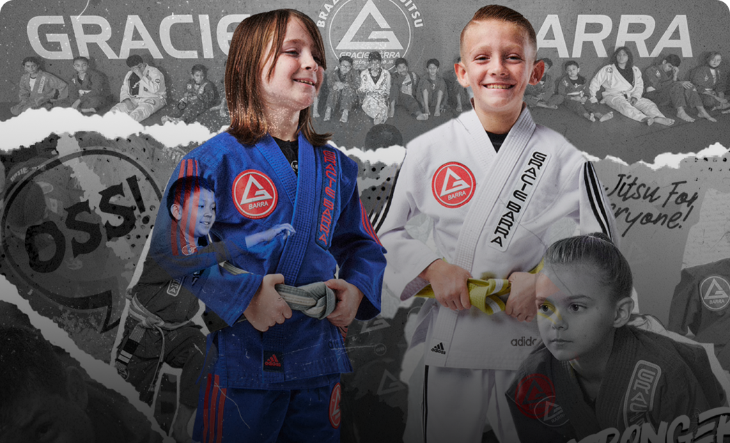 Kids Jiu-Jitsu class at Gracie Barra Whittier with instructor teaching young students