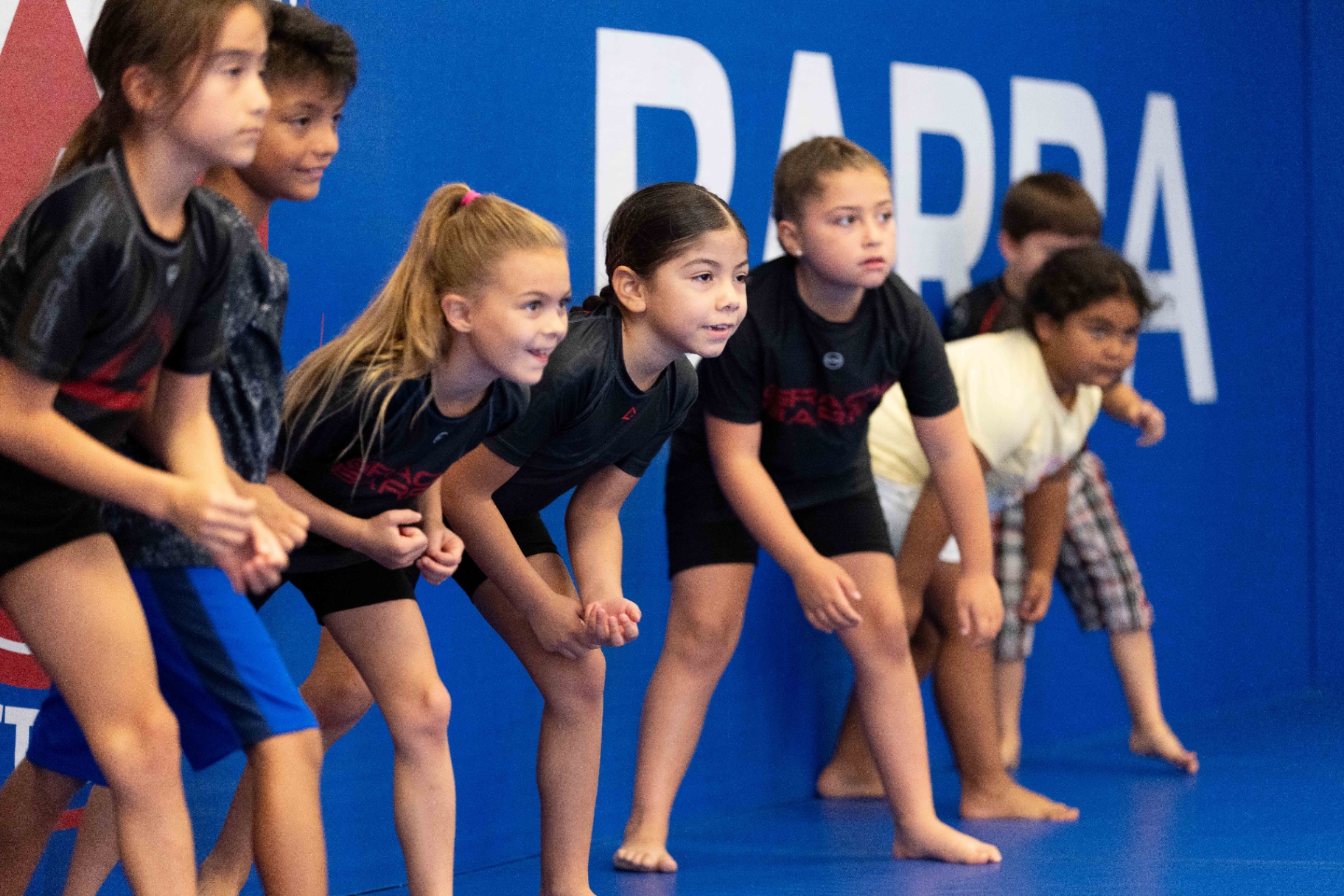 Kids martial arts training session at Gracie Barra Whittier