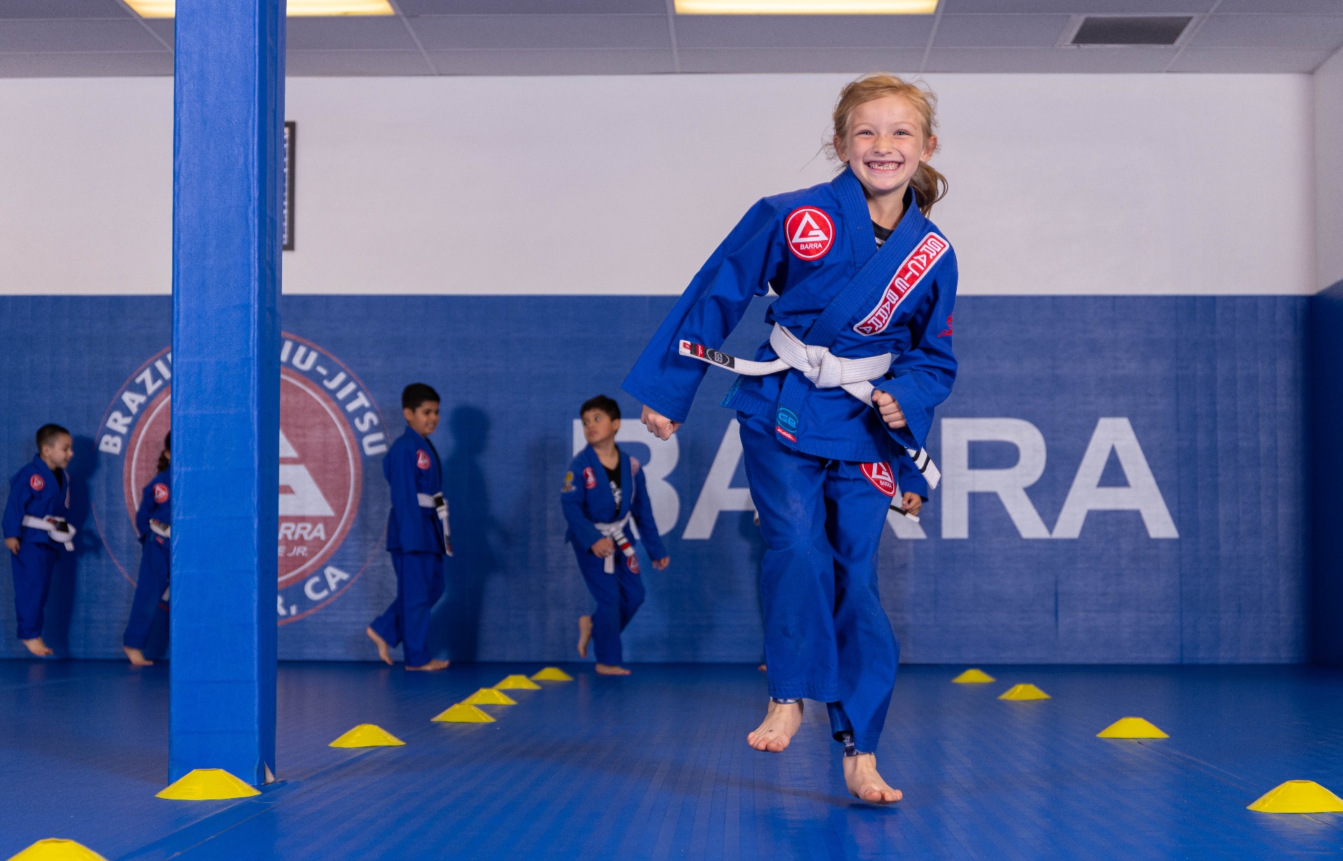 Young student in Gracie Barra gi training at Whittier academy